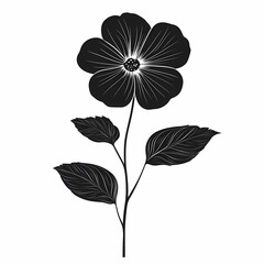 Fototapeta premium Black Flower Silhouette Illustration: Elegant Botanical Design for Modern Wall Art Decor