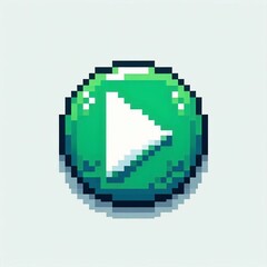 Fototapeta premium Green Pixel Art Play Button Icon Suitable for Marketing Material