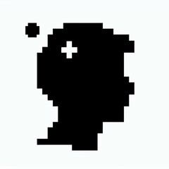 Obraz premium Abstract Pixel Character Head with Plus Sign Suitable for creative presentation