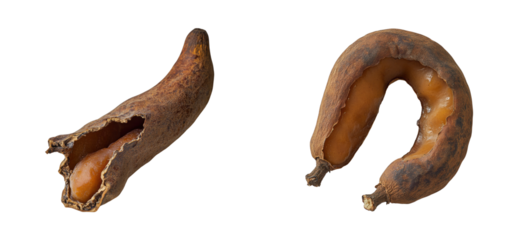 Decaying bananas kitchen table food indoor. Cut out set