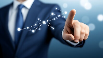 Businessman interacting with a growing graph