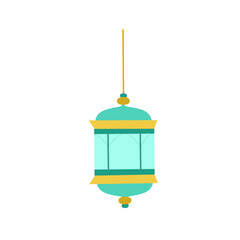 Teal and Gold Hanging Lantern, Islamic Design Element