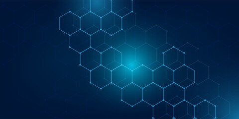 Abstract blue technology hexagonal background