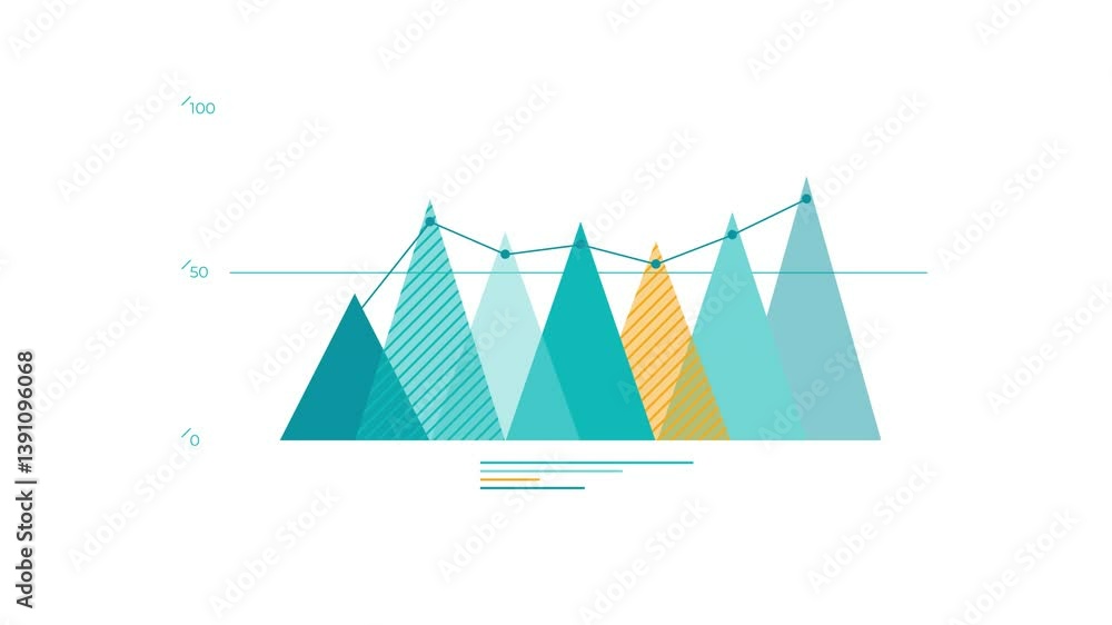 Poster animated element for business infographics - area chart with triangles