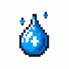 Fototapeta premium Pixelated Water Drop with Sparkles Blue and White Suitable for professional presentation