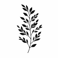 Naklejka premium Black and White Botanical Vector Illustration. Elegant Silhouette Leaf Branch for Modern Organic Wall Art Design