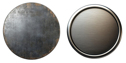 Textured Metallic Circles with Industrial Finish and Smooth Edge