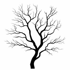 Obraz premium Abstract Tree Silhouette: A Persistent Tree with Tangled Branches in Minimalist Vector Art Design