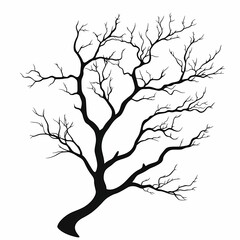 Obraz premium Black Silhouette of Leafless Tree. Minimalist Nature Illustration & Ornamental Botanical Artwork