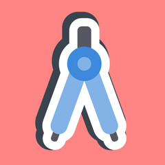 Sticker pair of compasses. School and education elements. Good for prints, posters, logo, advertisement, infographics, etc.