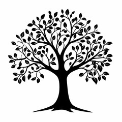 Fototapeta premium Tree Silhouette Illustration. Celebrating Natures Beauty and Ecology with Ornamental Foliage Design