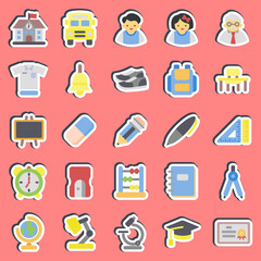Sticker set of school. School and education elements. Good for prints, posters, logo, advertisement, infographics, etc.