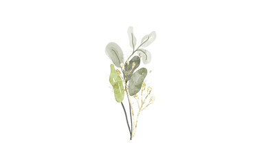 Watercolor Greenery: Delicate Eucalyptus and Sprig Bouquet