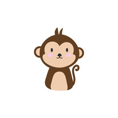 Adorable Cartoon Monkey Illustration, Simple Design, Brown and Beige