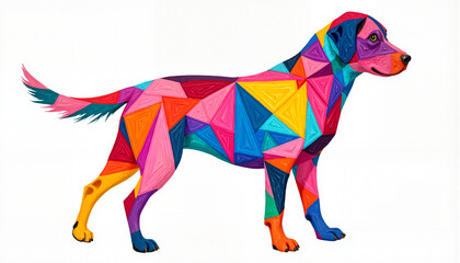 Obraz premium Colorful geometric dog illustration on white background 
