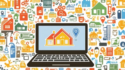 Fototapeta premium Modern home technology, real estate, and online solutions