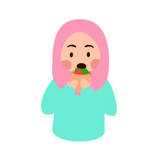Cute Girl in Pink Hijab Enjoying a Healthy Snack