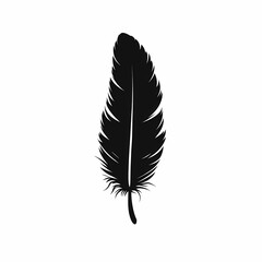 Elegant Black Feather Silhouette: Minimalist Nature Illustration for Wildlife Art and Rustic Decorations