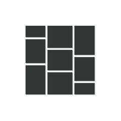 Pictures or photos frame collage. Photo collage template. Moodboard layout. Mood board background. Mosaic picture frame. Scrapbook grid. Gallery banner. Retro photoframe. Album brandboard.