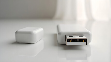 Fototapeta premium low angle close-up with softened backdrop of a USB flash drive