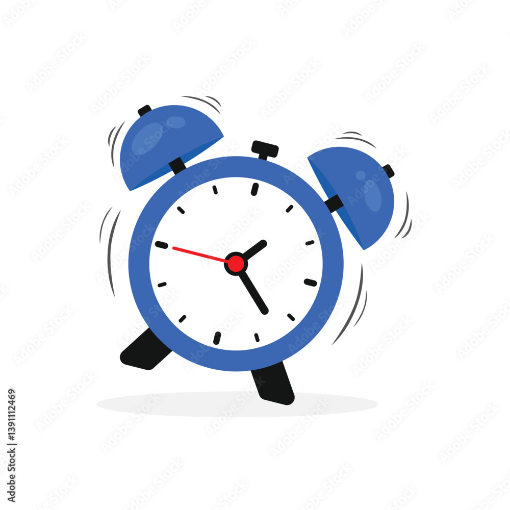Poster ringing alarm clock. wake up timer clock. morning timer clock cartoon design. ringing watch. vector 