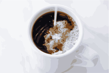 ゆっくりコーヒーを楽しんでいる、コーヒーブレイクのイメージ（ベクター素材）
