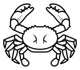 icon line crab shown from the front with detailed claws raised upwards and spiky shell edges.