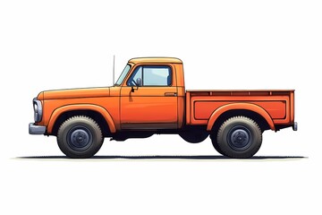 Orange Classic Pickup Truck Illustration: Vintage Automotive Design and Retro Style Transport