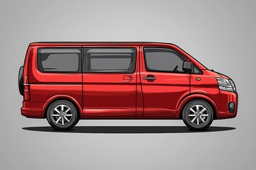 Versatile Red Minivan: Modern Transportation Solution for Family Travel and City Commuting