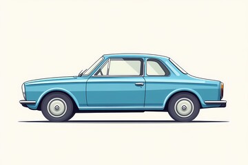 Iconic Vintage Car Illustration: Blue Classic Automobile in Modern Style - Timeless Elegance and Machine Aesthetics