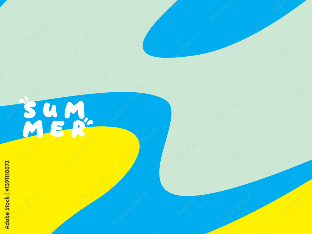 Fototapete creative concept of bright and attractive summer card set. modern abstract art design with wavy shap