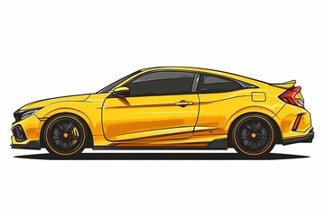 Yellow Sporty Car Illustration - Modern Graphic Art in Dynamic Vector Style for Car Enthusiasts