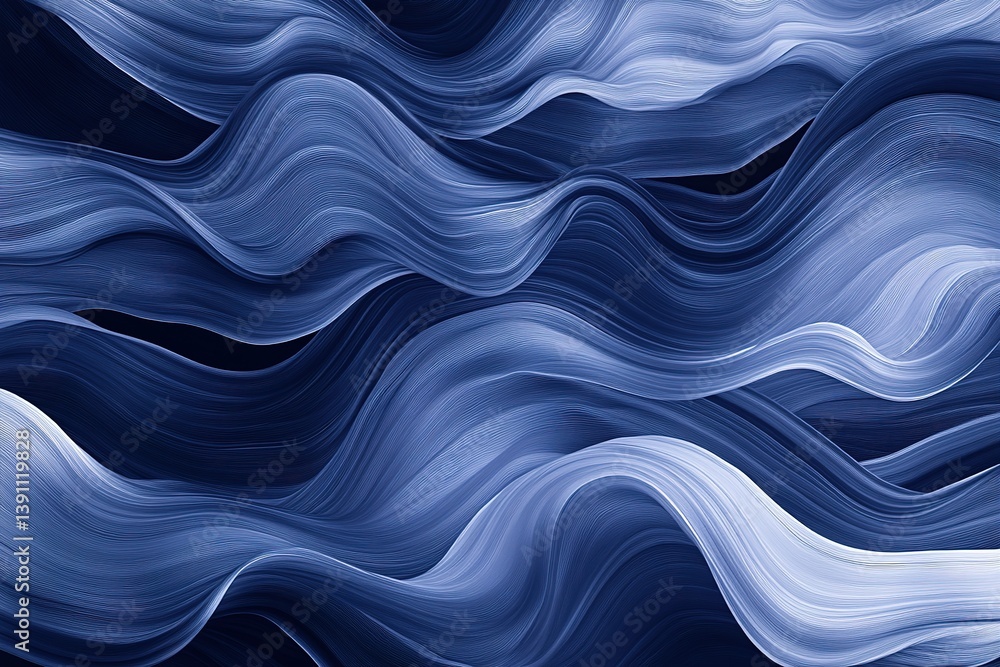 Poster abstract blue flowing lines create a wave-like pattern in a smooth visually engaging design