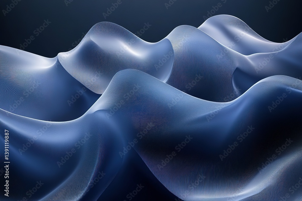Poster abstract waves of blue netting create a textured fluid-like ethereal atmosphere