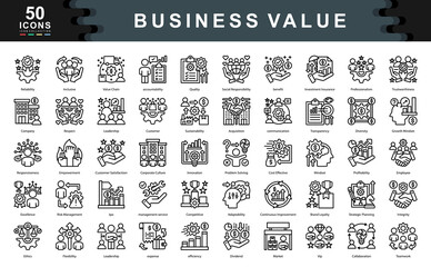Business Value icon collection set. Simple line vector illustration.