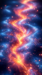 Vibrant Cosmic Scene with Twisting Orange and Blue River of Light

