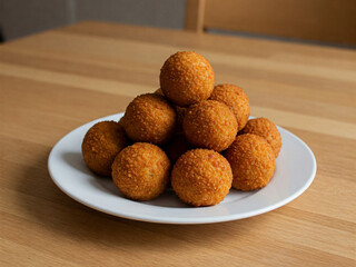 Bitterballen, Crispy fried meatballs, often served with mustard.
