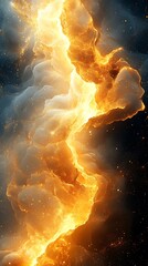 Radiant Burst of Orange and Yellow Light Cutting Through Dark Clouds

