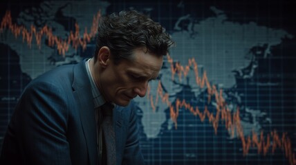 株価暴落に絶望する男性