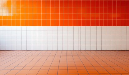 Orange and white tiled room (1)