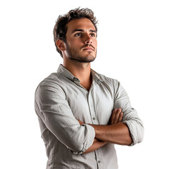A Man with a Defiant Expression Isolated on Transparent Background