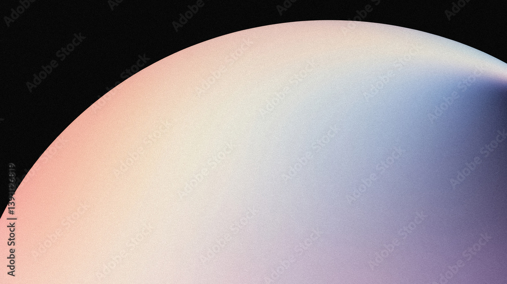 Poster modern abstract gradient background with a glowing sphere segment in beige and blue against black, f