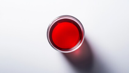 Red liquid in a clear glass shot glass
