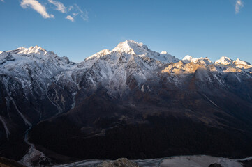 Mt.Naya Kanga with other Himalayas peak in Langtang valley of Nepal seen from Tsergo Ri (4,990m)...