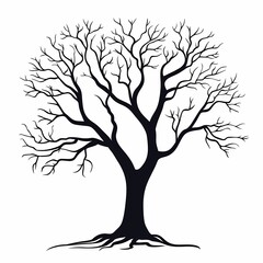 Obraz premium Monochrome Tree Silhouette: Abstract Nature and Black and White Foliage in Artistic Graphic Design