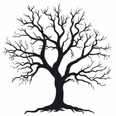 Fototapeta premium Leafless Tree Silhouette: Mystical Gothic Art for Eco-Friendly Design Elements