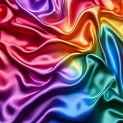 Fototapeta premium The Vibrant Multicolored Fabric with Silky Smooth and Flowing Drapes