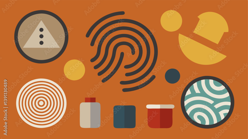 Aufkleber multiple fingerprints a scene depicting several dusted fingerprints on different surfaces such as me
