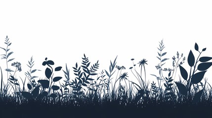 Nature's Silhouette: Artistic Botanical Decor with Grass, Flora, and Wildflowers for a Vibrant, Natural Beauty in Outdoor Scenic Design