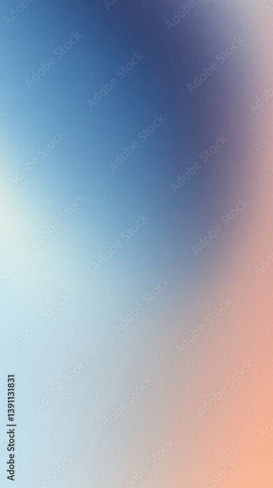 Poster vertical modern abstract gradient background texture in deep blue and warm peach tones with noise, s